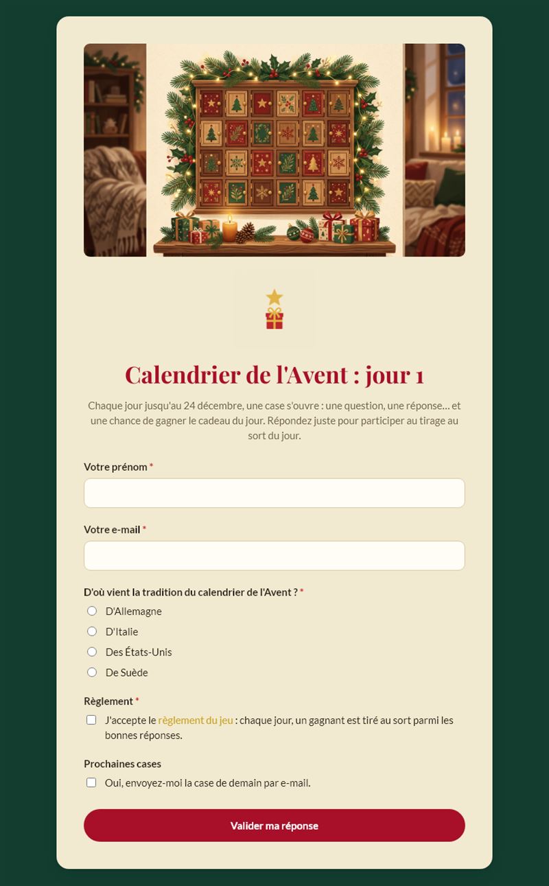 Calendrier de l'Avent : jour 1