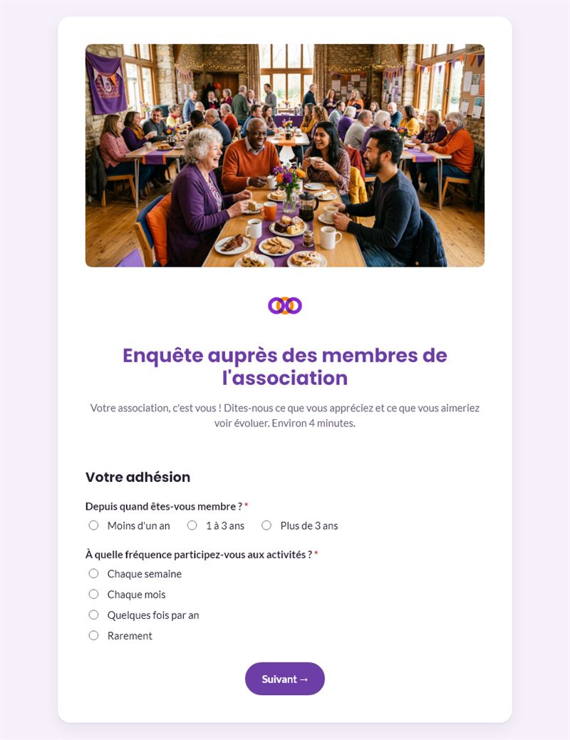 Enquête auprès des membres de l'association
