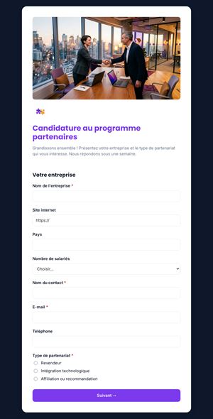 Candidature au programme partenaires