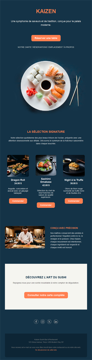 Email de restaurant de sushis