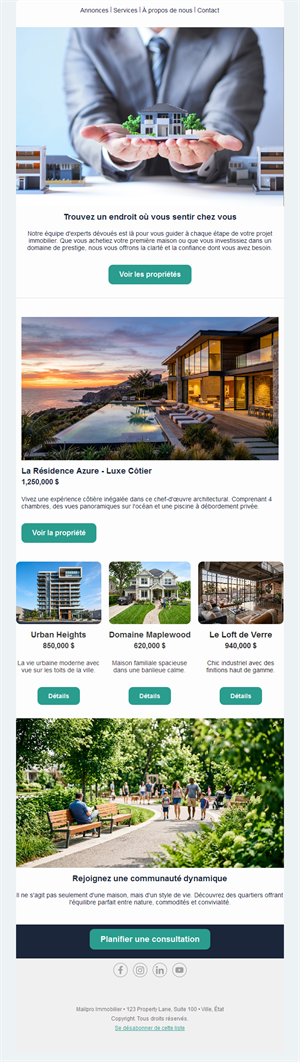 Newsletter d'annonces de biens immobiliers